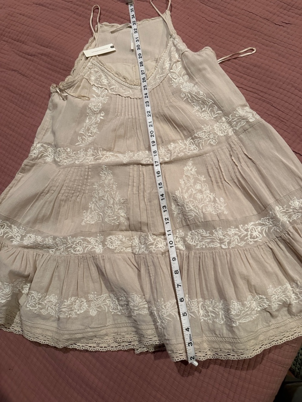 NWT By Anthropologie Embroidered Pintuck Mini Dress w/pockets 💕❤️sz Small - Picture 6 of 8